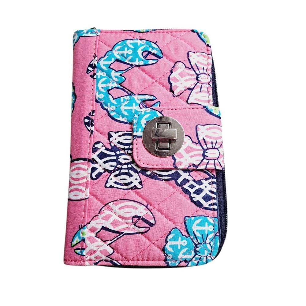 Unbranded Women's Card Coins Turn Lock Wallet in Pink Lobster Print